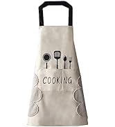 DILLMAN Women Kitchen Apron with Hand Wipe Pockets,Big Pocket,Hand-wiping, Waterproof for Cooking...
