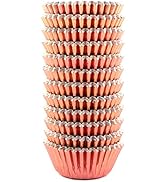 Eoonfirst Mini Foil Cupcake Liners Valentine's Day Muffin Paper Baking Cups 300 Pcs (Rose Gold)