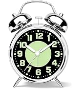 Noubnea 4.5" Metal Loud Alarm Clock for Heavy Sleepers, Battery Operated Analog Clock with Bells ...