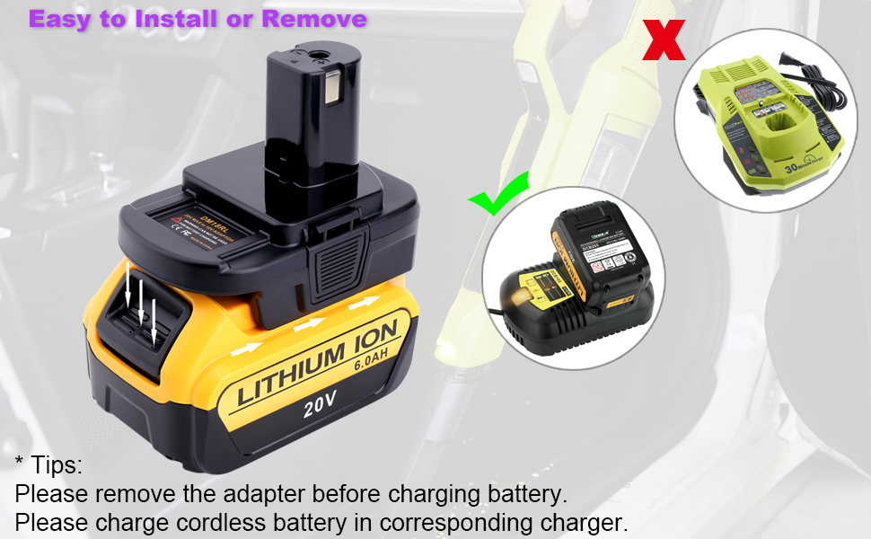This battery adapter DM18RL replacement for Ryobi ONE+ 18V Battery