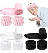 BAHABY 9 PCS Spa Facial Headbands and Wrist Bands Set, Cloth Headband Adjustable Hairband Highly ...