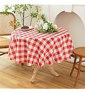 Essifunia Waterproof Plaid Tablecloth Fabric - Round 60 Inch Classic Gingham Checker Table Cloth ...