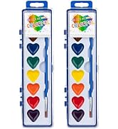 ARTLYMERS 2 Pack Water Color Paint Sets for Kids, 8 Colors Heart Watercolor Paint Set with Paintb...