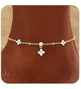 KELAIEN Anklets for Women Waterproof 14K Gold Plated Cz Beach Ankle Bracelets Dainty Summer Butte...