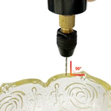 Please make holes at a vertical angle (90°) and move electric resin drill up and down