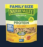 Nature Valley Protein Granola, Oats and Honey Granola, Resealable Snack Pouch, Family Size, 17 oz