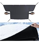 lootaan Windshield Cover for Ice and Snow - Heavy-Duty Winter Frost Guard with Side Mirror Pocket...