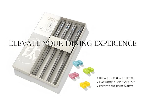 Premium Reusable titanium Chopsticks Set Experience Authentic Asian Cuisine at Home
