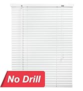 LazBlinds No Tools-No Drill 1" Aluminum Horizontal Mini Blinds Shades for Window Size 26'' W x 64...
