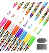 Neon Chalk Markers,8 Pcs Colorful Liquid Chalk Pens with 16 Labels,3mm Fine Tips Fluorescent Dry ...
