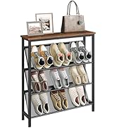 CHOEZON Shoe Rack, 4-Tier Slanted Shoe Storage Shelf, Narrow Shoe Rack for Entryway, Shoe Organiz...