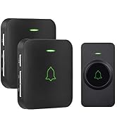 AVANTEK Wireless Doorbell, 1000 ft Range, 1 Button + 2 Receivers, Black | 115 dB Volume, LED Flas...