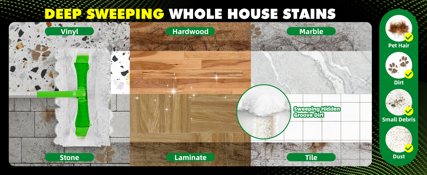 Dry Pads Refill, Floor Cleaner for Dirt, Dust, Hair, Cleaning Cloths for Mopping