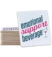 Thirstystone Emotional Support Beverage 12-Pack Cork Back Paper Bar Coasters Made in The USA Humo...