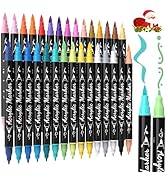 TOSHARE 30 Colors Acrylic Paint Markers - Paint Pens Waterproof Dual Tip Acrylic Markers with Bru...