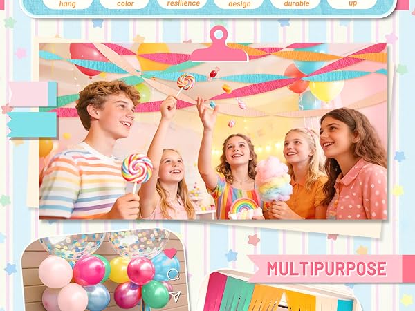 Rainbow party streamers