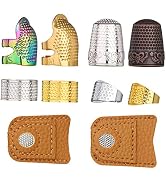 10pcs Sewing Thimble Hand-Working, Adjustable Metal Thimbles Finger Protectors for Hand Sewing, L...