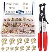 Eoppen 140Pcs 6-22mm Spring Band Hose Clamps Assortment Kit with Swivel Flat Band Fuel Hose Clamp...