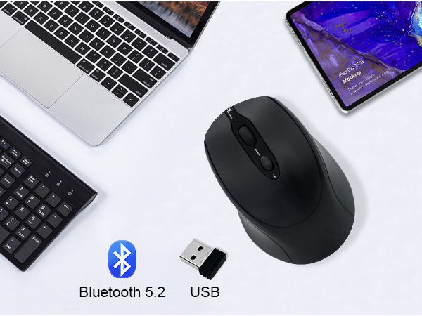?bluetooth mouse with dual mode(bt5.2+2.4GHz)