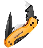 Folding Utility Knife with Pry Bar – Quick Change Box Cutter with Belt Clip, Liner Lock and 2 Ext...