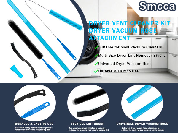 Dryer Vent Cleaner Kit with Dryer Vacuum Hose Attachment