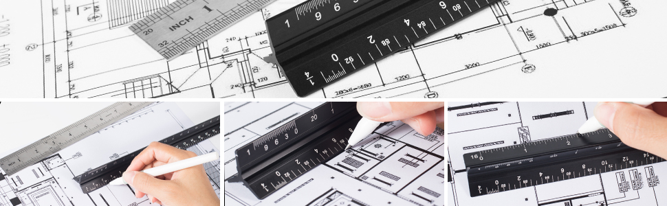 architect scale ruler with etching