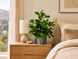 artificial green potted plant bedroom nightstand decor