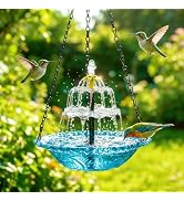 Solar Cascade Hanging Bird Bath Fountain, 2026 Upgraded 3-Tier Hanging Bird Bath with Solar Fount...