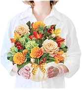 Freshcut Paper Pop Up Cards, Pumpkin Spice, 12 Inch Life Sized Forever Flower Bouquet 3D Popup Gr...