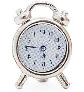 Miniature Dollhouse Alarm Clock, 1/12 Scale, 1 x 0.5 x 1.5 cm Decorative Accessory, Silver