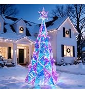 Giant Outdoor Christmas Tree Decorations,50" Pre-lit Prismatic Iridescent Christmas Tree Decor wi...