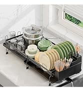 ROTTOGOON Expandable Dish Drying Rack,Multifunctional Adjustable Dish Drainer with 360° Swivel Sp...