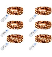 Minetom 6 Pack Orange Fairy Lights Battery Operated with Timer - 7ft 20 LED Waterproof Short Micr...