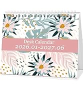 Small Desk Calendar 2026-2027, Koncci Standing Flip Desk Calendar with Stickers (Jan.2026-Jun.202...