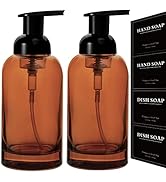 rejomiik 2 Pack Foaming Soap Dispenser Thick Glass Foam Hand Soap Dispenser for Bathroom or Kitch...