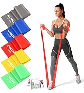 Resistance Bands, 5 Pcs Exercise Bands Elastic Stretch Bands for Fitness Yoga Pilates Stretching ...