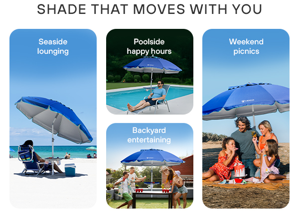 7ft beach umbrella with a portable wind resistant shade umbrella side table for pool