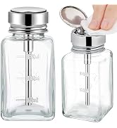 Noverlife 2PCS 6Oz / 180ml Clear Pump Dispenser Bottle, Square Glass Push Down Liquid Dispensers,...
