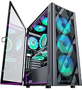 MUSETEX ATX PC Case Pre-Install 6 PWM ARGB Fans, Polygonal Mesh Computer Gaming Case, Opening Tem...