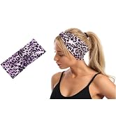 Mozff 1Pc Purple Fashion Women Leopard Print Cross Elastic Headband,Gym Hairband, Hair Women's Fa...