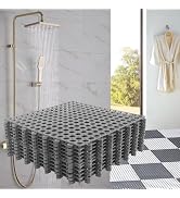 12 Pack 11.8" x 11.8" Interlocking Floor Tiles with Drain Holes Soft PVC Non Slip Shower Floor Ma...