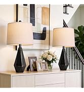 PoKat Table Lamps Set of 2 for Bedroom, 23.5'' High Farmhouse Nightstand Lamps for Living Room, M...