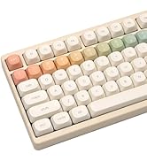 MOA Profile Keycaps, Rainbow PBT Keycap, Minimalist White Cute Round Keyboard Keycap, Dye-Sublima...