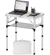 YihuiKo Folding Tv Tray Table with Storage Net, Lightweight Portable Small Folding Table, Adjusta...