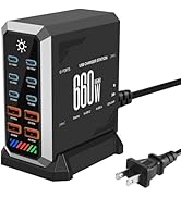 660W USB C Fast Charger Block, 10 Ports GaN III USB Chagring Station, Dual 140W PD PPS HUB for Mu...