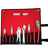 MAXPOWER Wrench and Pliers Set, 6 Piece Kitbag Set. 7" Locking Pliers, 10" Groove Joint Pliers, 8...