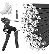 150 PCS 11.8 Inch Black Galvanized Steel Cable Ties Kit with Cable Tie Gun, Screwdriver and Prote...