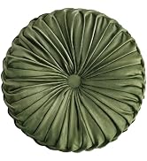 Teieas Round Throw Pillow Velvet Home Decoration Pleated Round Pillow Cushion for Couch Chair Bed...