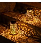 ELUTENG Solar Lanterns Outdoor 2 Pack Hanging Solar Lights Ip44 Waterproof Solar Garden Lanterns ...