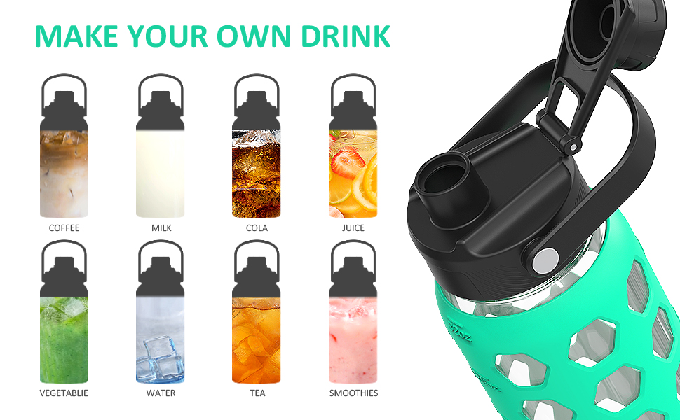 motivational glass water bottle